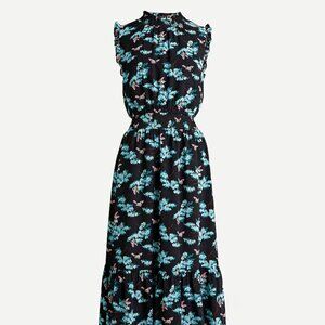 J.Crew Smocked-waist midi dress in botanical bees print